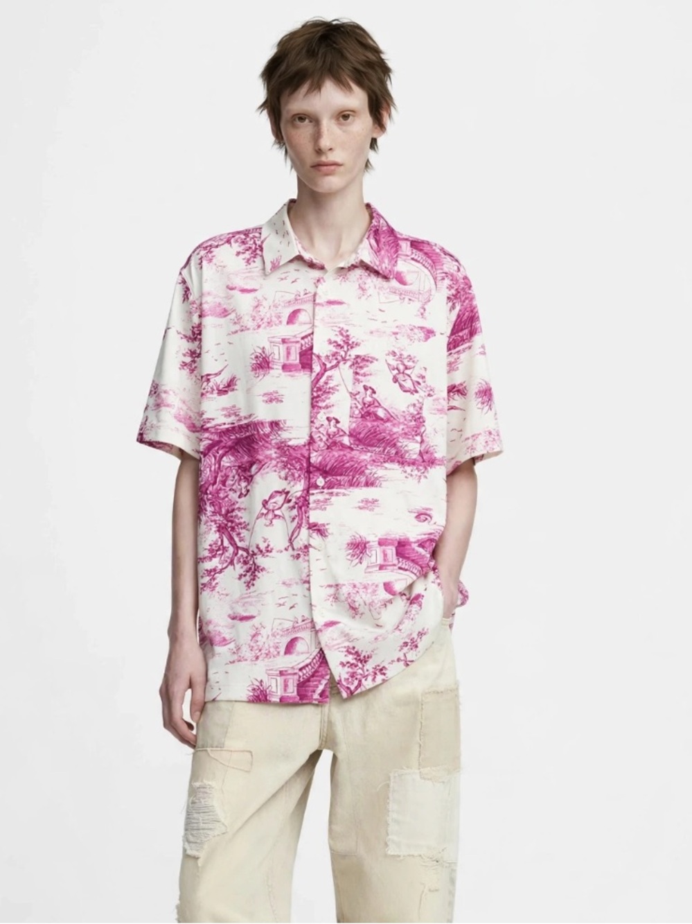 Urban Outfitters pink toile silky top